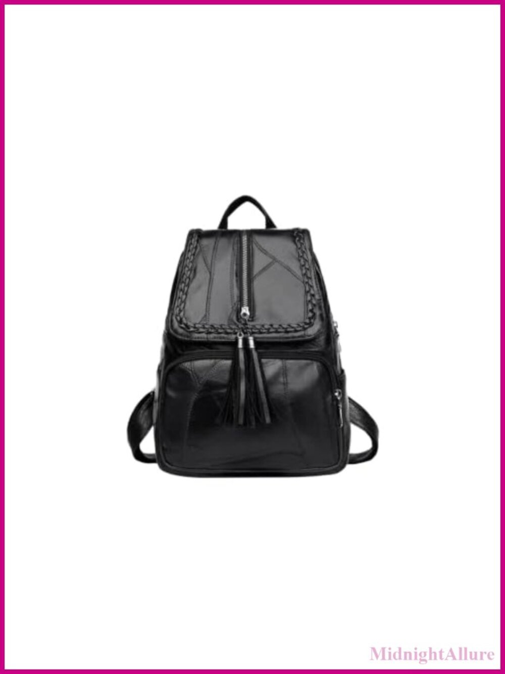 Synthetic Leather Travel Backpack with Tassel Shoulder Design